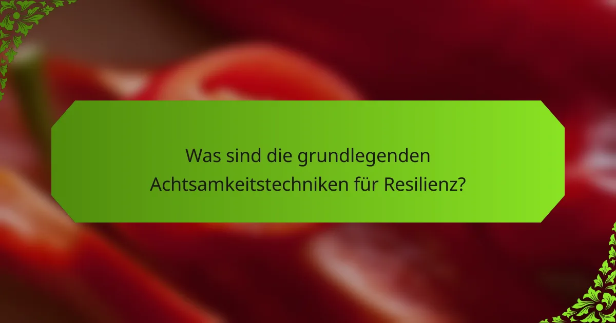 Was sind die grundlegenden Achtsamkeitstechniken für Resilienz?