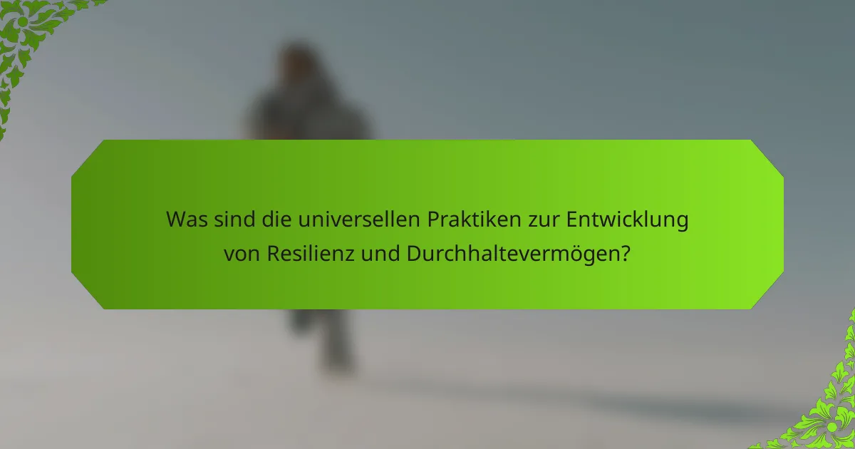 Was sind die universellen Praktiken zur Entwicklung von Resilienz und Durchhaltevermögen?