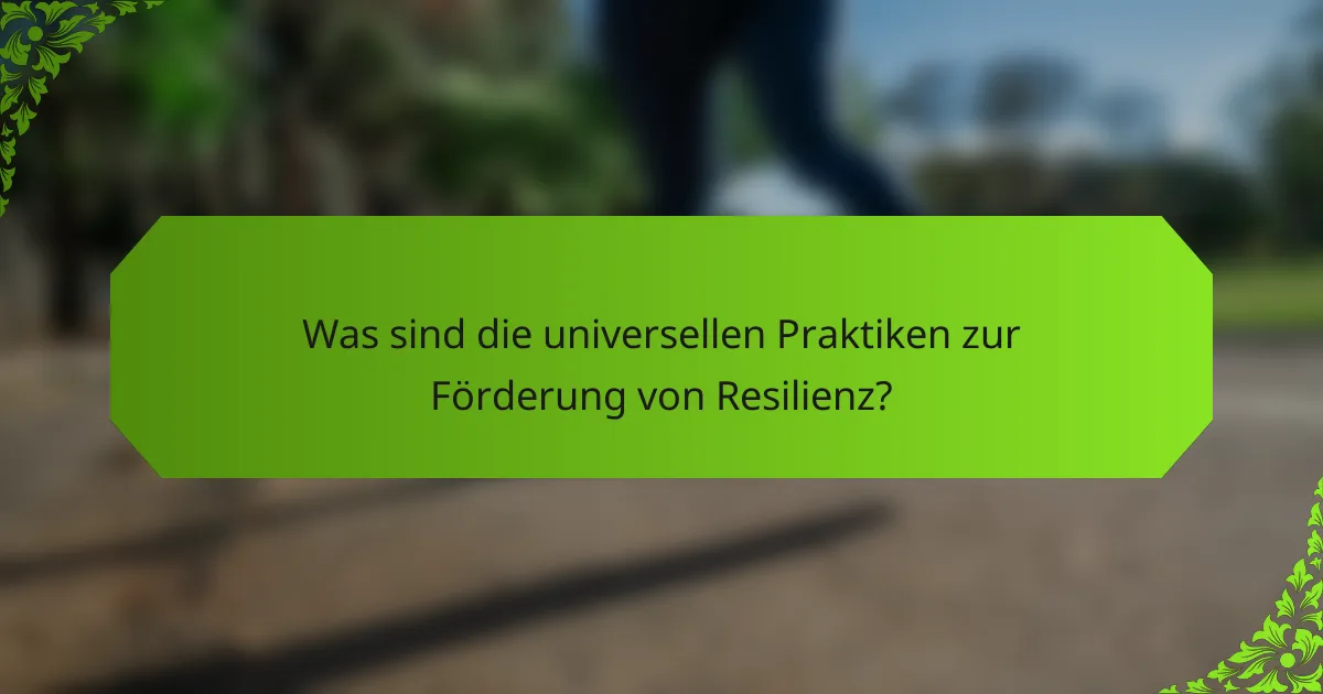 Was sind die universellen Praktiken zur Förderung von Resilienz?