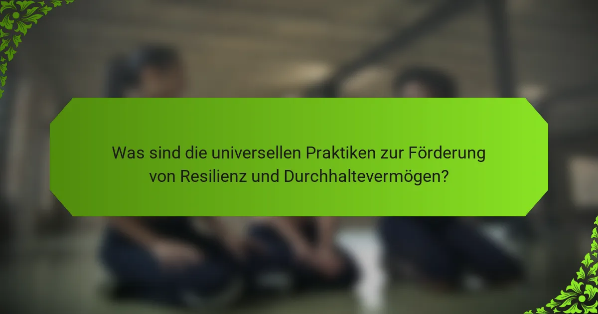 Was sind die universellen Praktiken zur Förderung von Resilienz und Durchhaltevermögen?