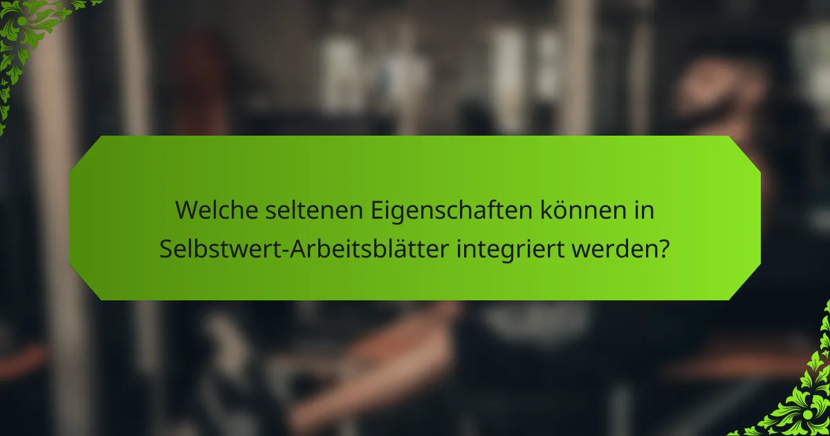 Welche seltenen Eigenschaften können in Selbstwert-Arbeitsblätter integriert werden?