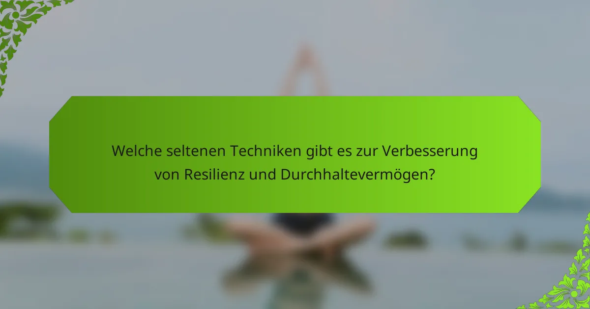 Welche seltenen Techniken gibt es zur Verbesserung von Resilienz und Durchhaltevermögen?