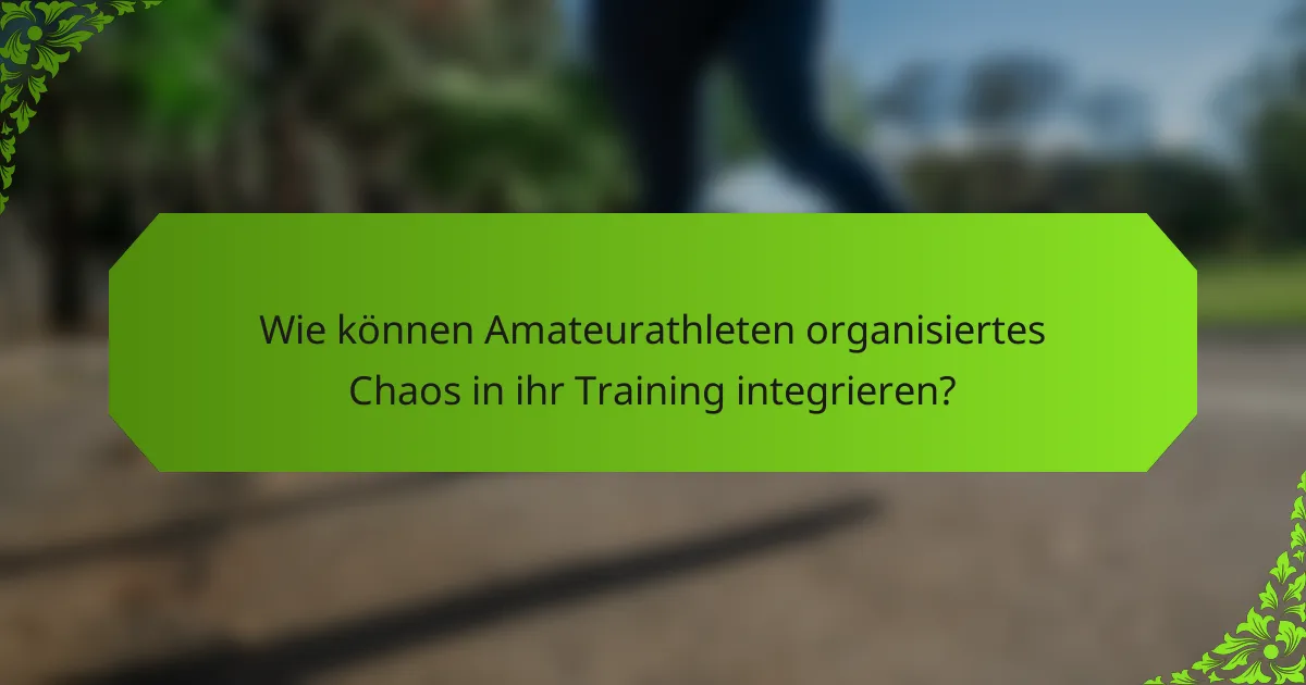 Wie können Amateurathleten organisiertes Chaos in ihr Training integrieren?