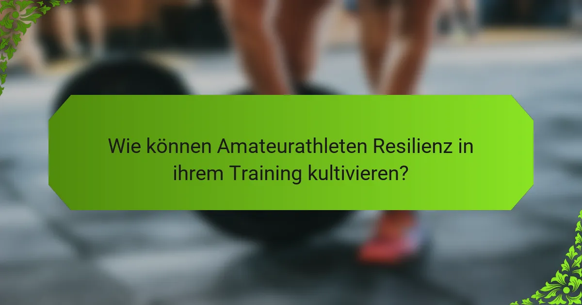 Wie können Amateurathleten Resilienz in ihrem Training kultivieren?